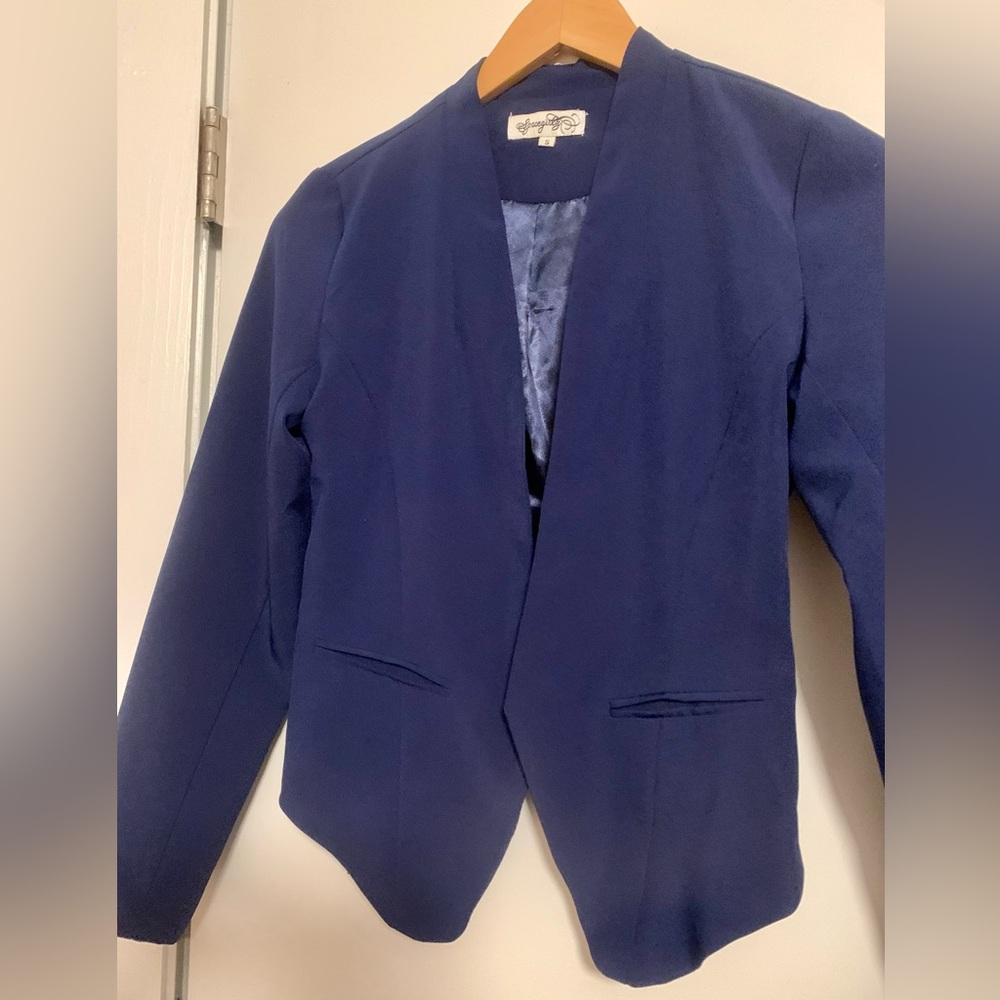 Super CUTE royal navy blue short blazer Spacegirl jacket with tails long sleeve - Picture 1 of 12